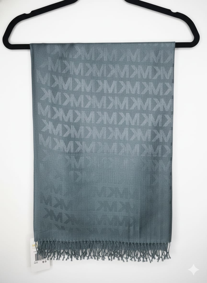 MK Monogram Patterned Scarf in Slate Blue