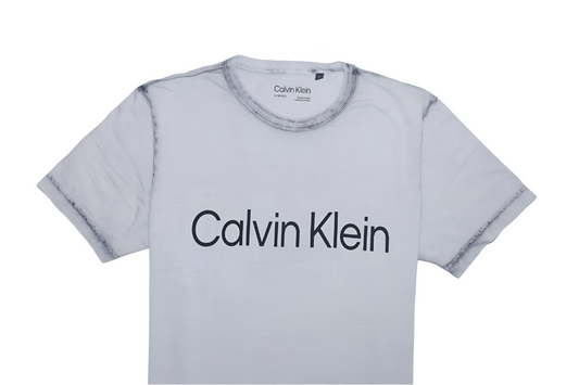 CALVIN KLEIN Ashen Slate Oversized Fit Distressed T-Shirt