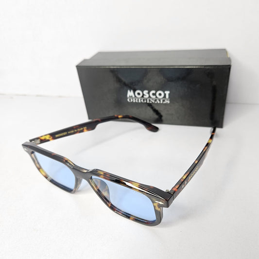MOSCOT ORIGINALS Rustic Amber Artisan Sunglasses with Azure Lenses