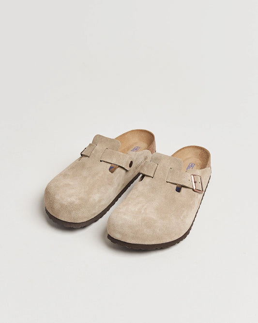Birkenstock Boston Soft Footbed Suede Leather Faded Khaki