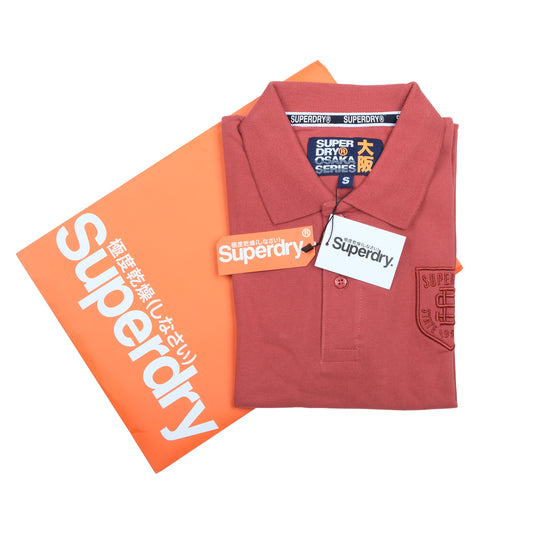 SUPERDRY Classic Red Sport Polo with Navy Accent