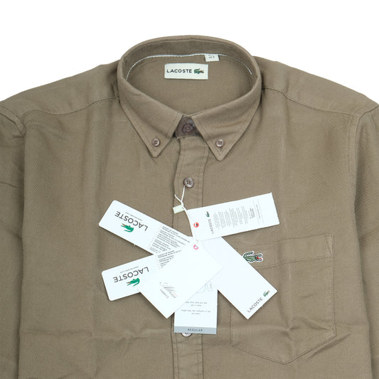 LACOSTE Olive Green Classic Fit Button-Up Shirt