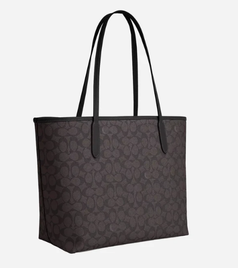 COACH Mystic Charcoal Premium Signature Canvas Tote Bag
