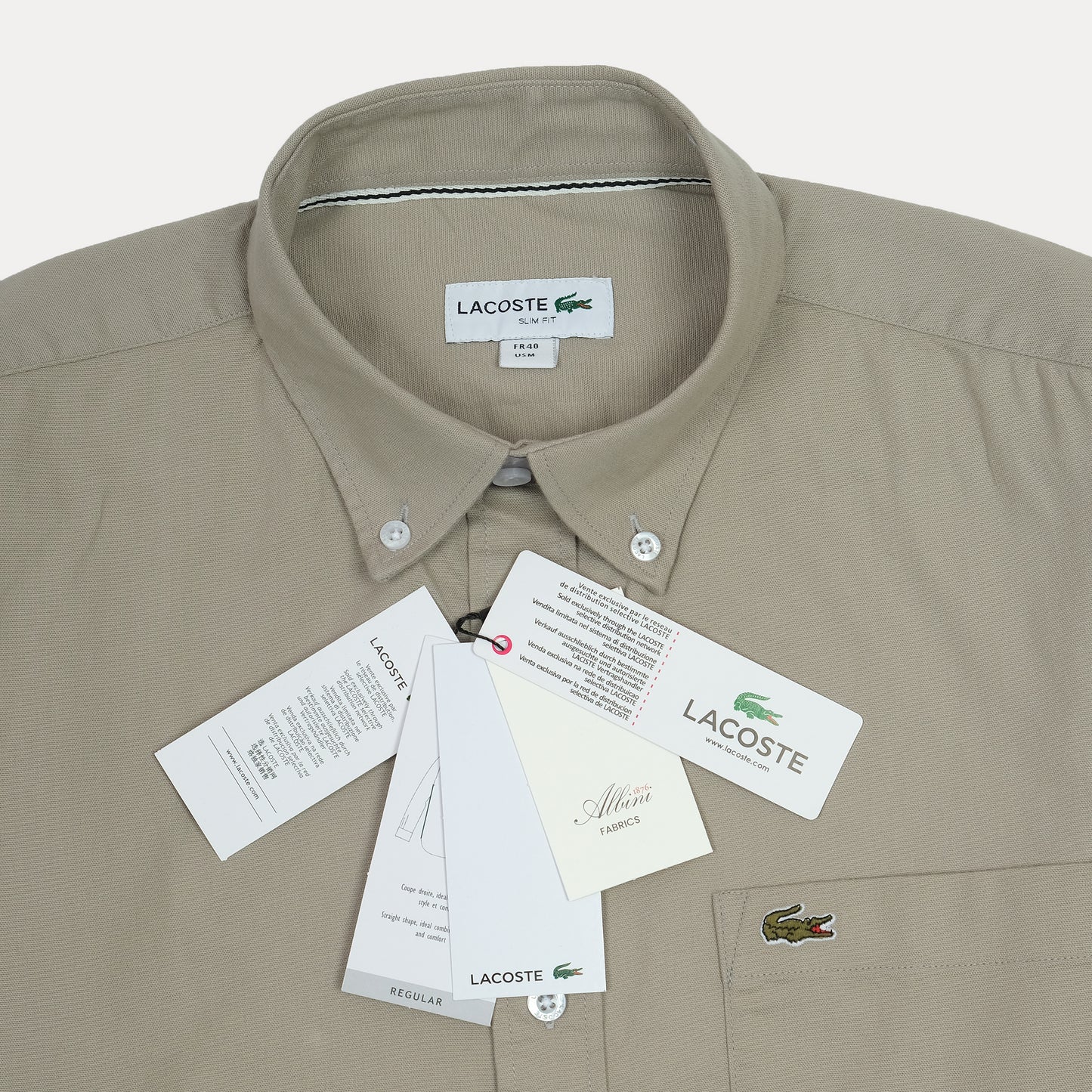 LACOSTE Whispering Slate Classic Fit Long Sleeve Button-Up Shirt