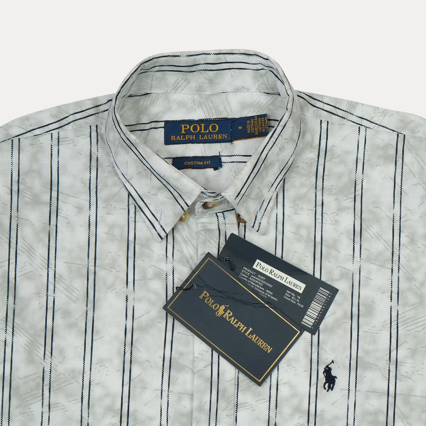 POLO Ethereal Silver Custom Fit Long Sleeve Button-Up Shirt