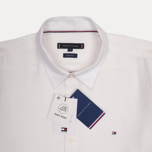 TOMMY HILFIGER Whisper Ivory Tailored Fit Long Sleeve Dress Shirt