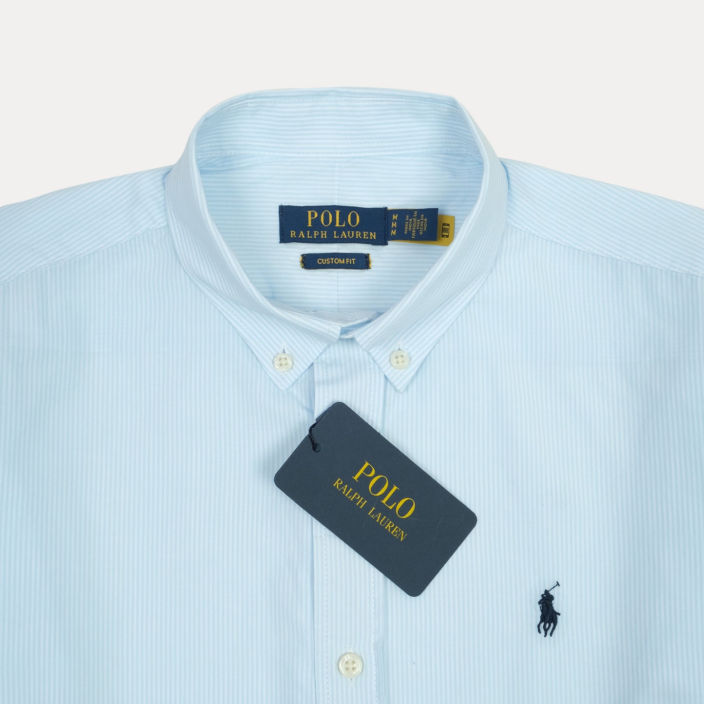 POLO RALPH LAUREN Tranquil Teal Custom Fit Long Sleeve Striped Dress Shirt