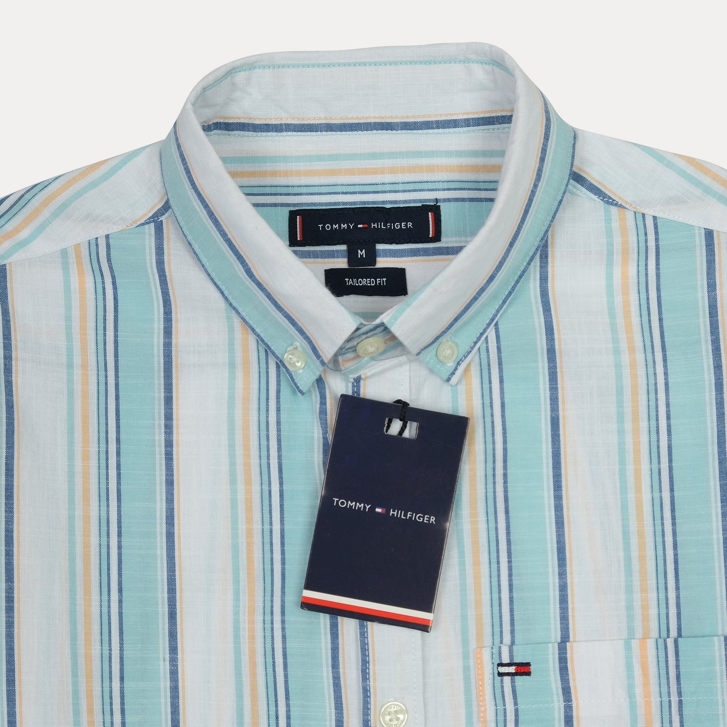 TOMMY HILFIGER Serene Aqua Tailored Fit Long Sleeve Button-Up Shirt
