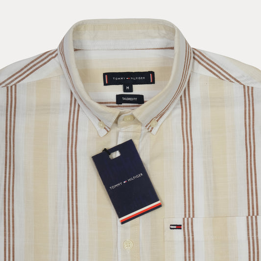 TOMMY HILFIGER Serene Pearl Tailored Fit Long Sleeve Striped Button-Up Shirt