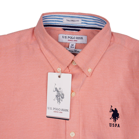 U.S. POLO ASSN. Seraphic Coral Tailored Fit Long Sleeve Button-Down Shirt