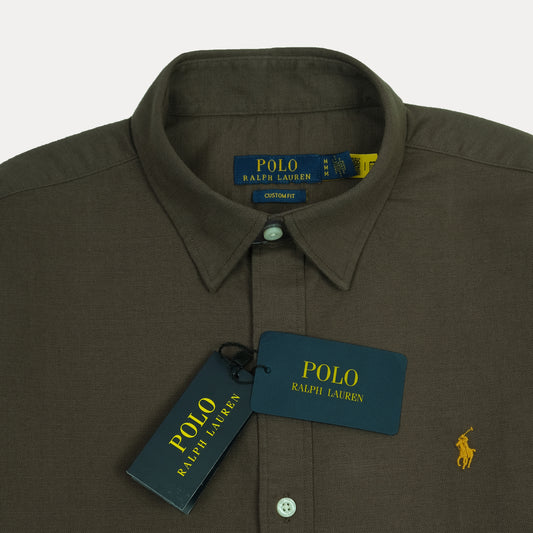 POLO RALPH LAUREN Custom Fit Long Sleeve Shirt in Dark Olive