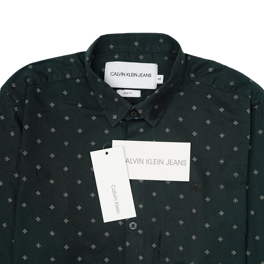 CALVIN KLEIN JEANS Opulent Emerald Slim Fit Long Sleeve Shirt