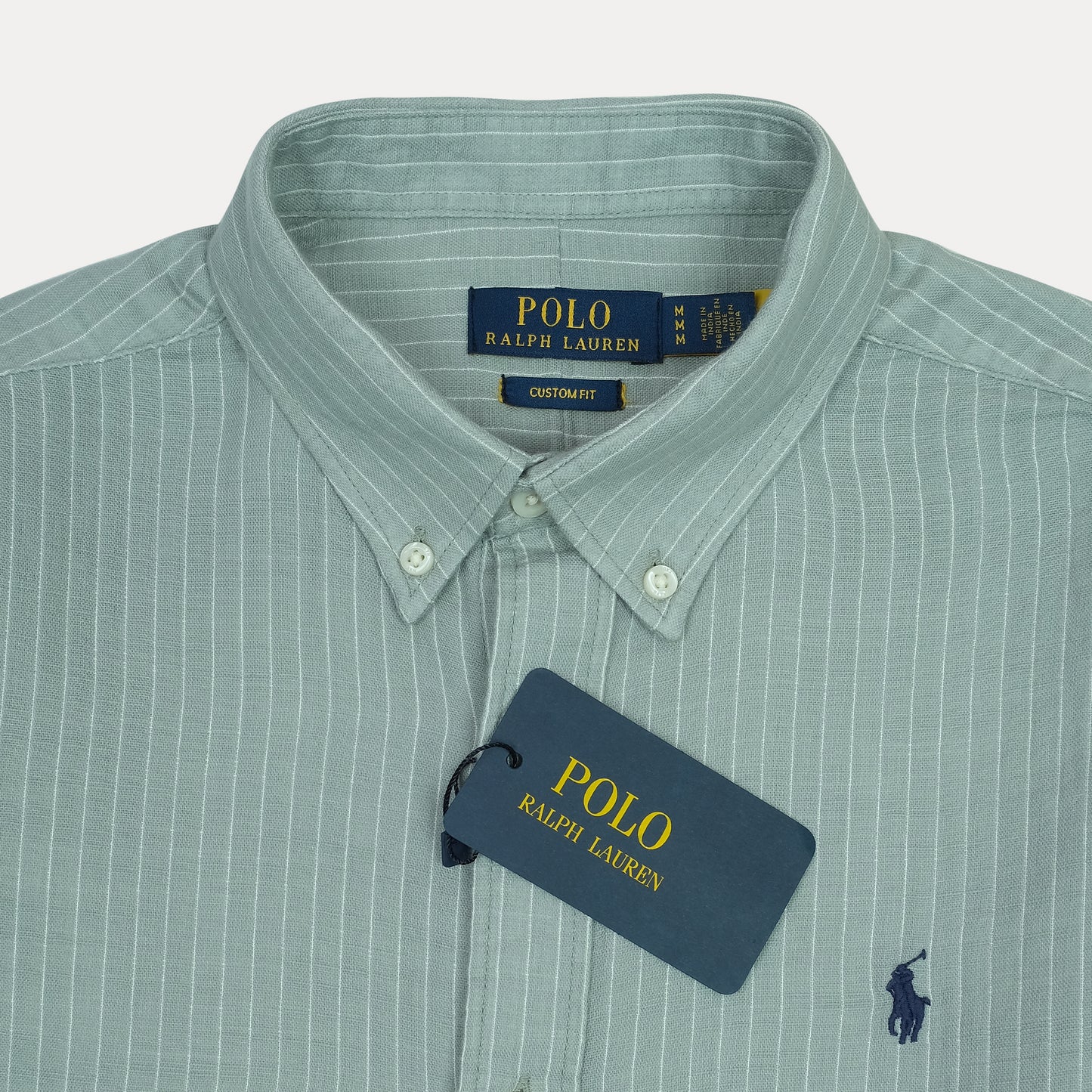 POLO RALPH LAUREN Tranquil Teal Custom Fit Long Sleeve Striped Button-Down Shirt