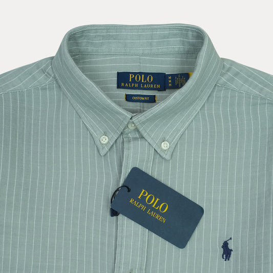 POLO RALPH LAUREN Tranquil Teal Custom Fit Long Sleeve Striped Button-Down Shirt