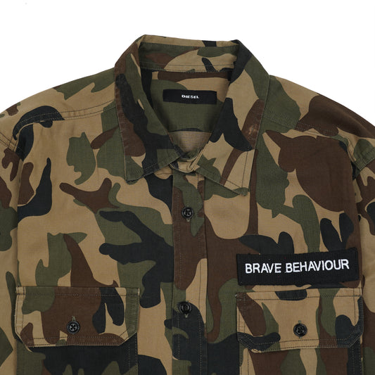 DIESEL Untamed Olivewood Tailored Fit Long Sleeve Utility Shirt