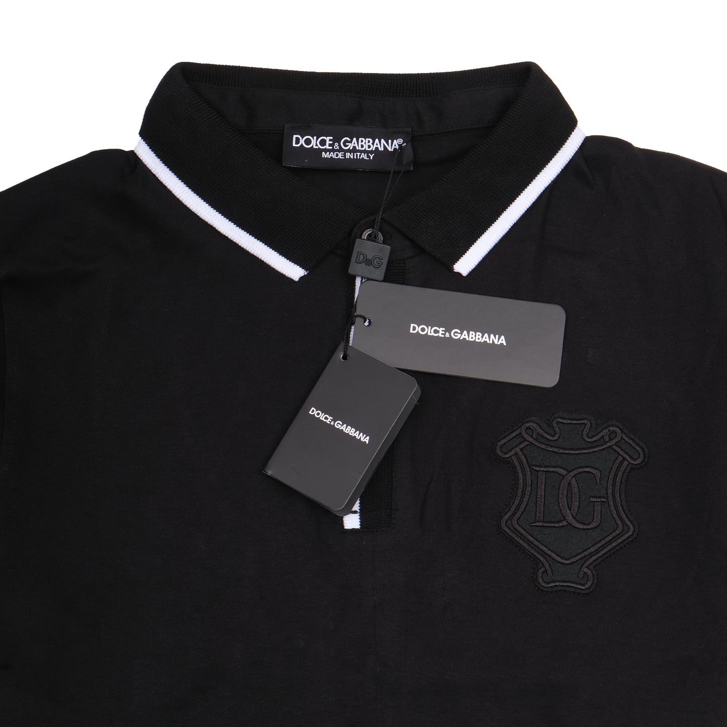 DOLCE&GABBANA Black Classic Polo with Contrast Trim