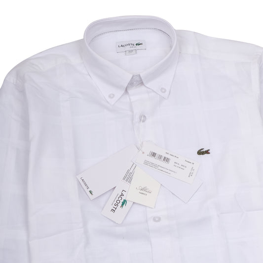 LACOSTE White Classic Fit Textured Button-Up Shirt