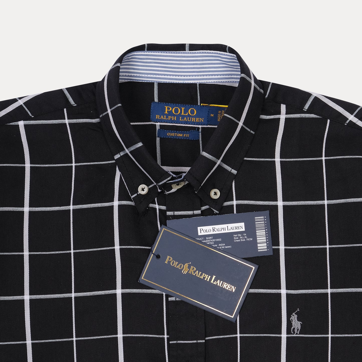 POLO RALPH LAUREN Mystic Ash Custom Fit Long Sleeve Checkered Shirt