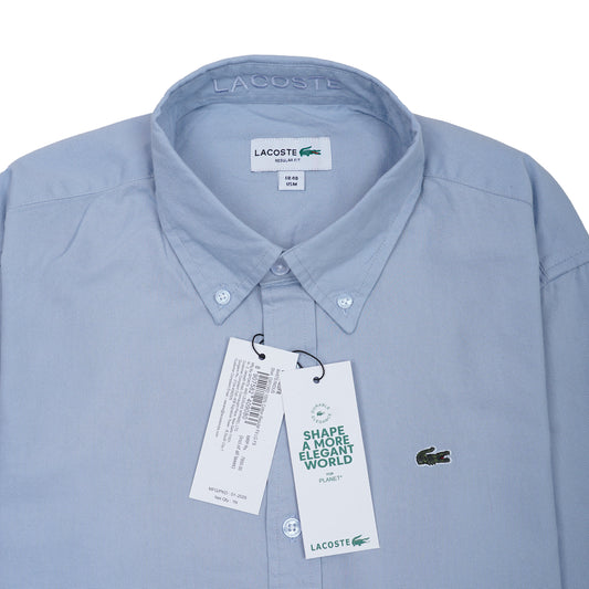 LACOSTE Opulent Azure Tailored Fit Long Sleeve Button-Up Shirt
