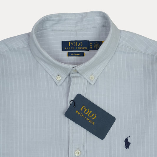 POLO RALPH LAUREN Tranquil Teal Custom Fit Long Sleeve Striped Button-Down Shirt