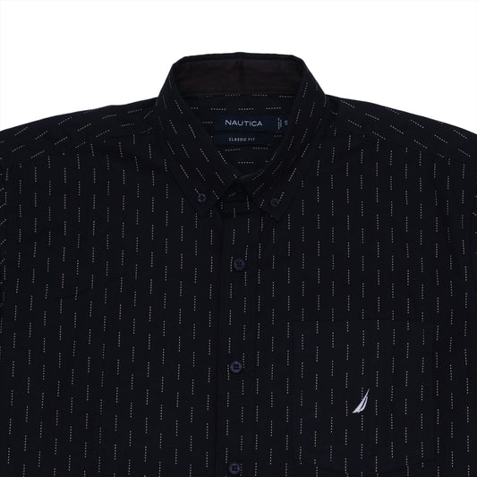 Nautica Classic Fit Navy Geometric Print Short Sleeve Shirt