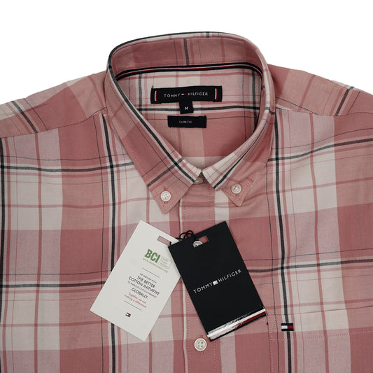 TOMMY HILFIGER Whimsical Mauve Tailored Fit Long Sleeve Check Shirt