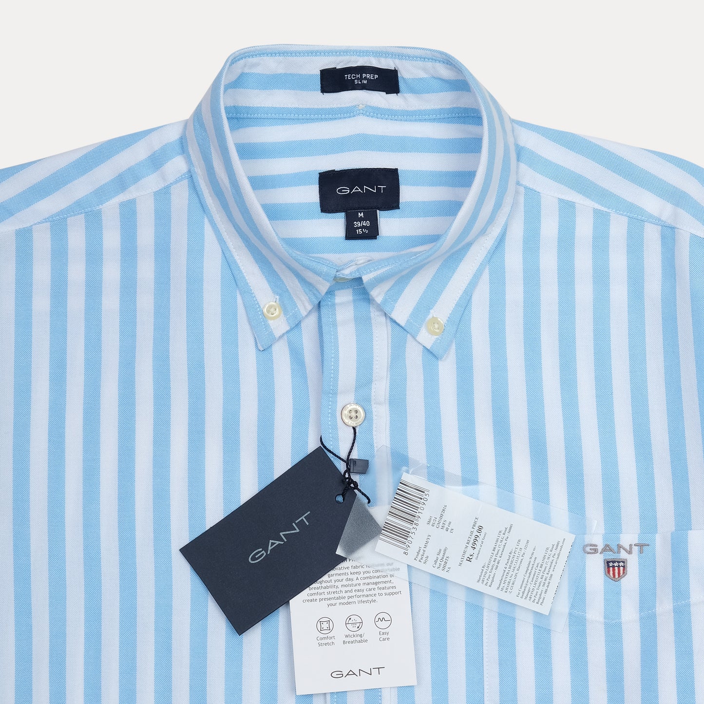 GANT Tranquil Azure Tailored Fit Long Sleeve Button-Up Shirt