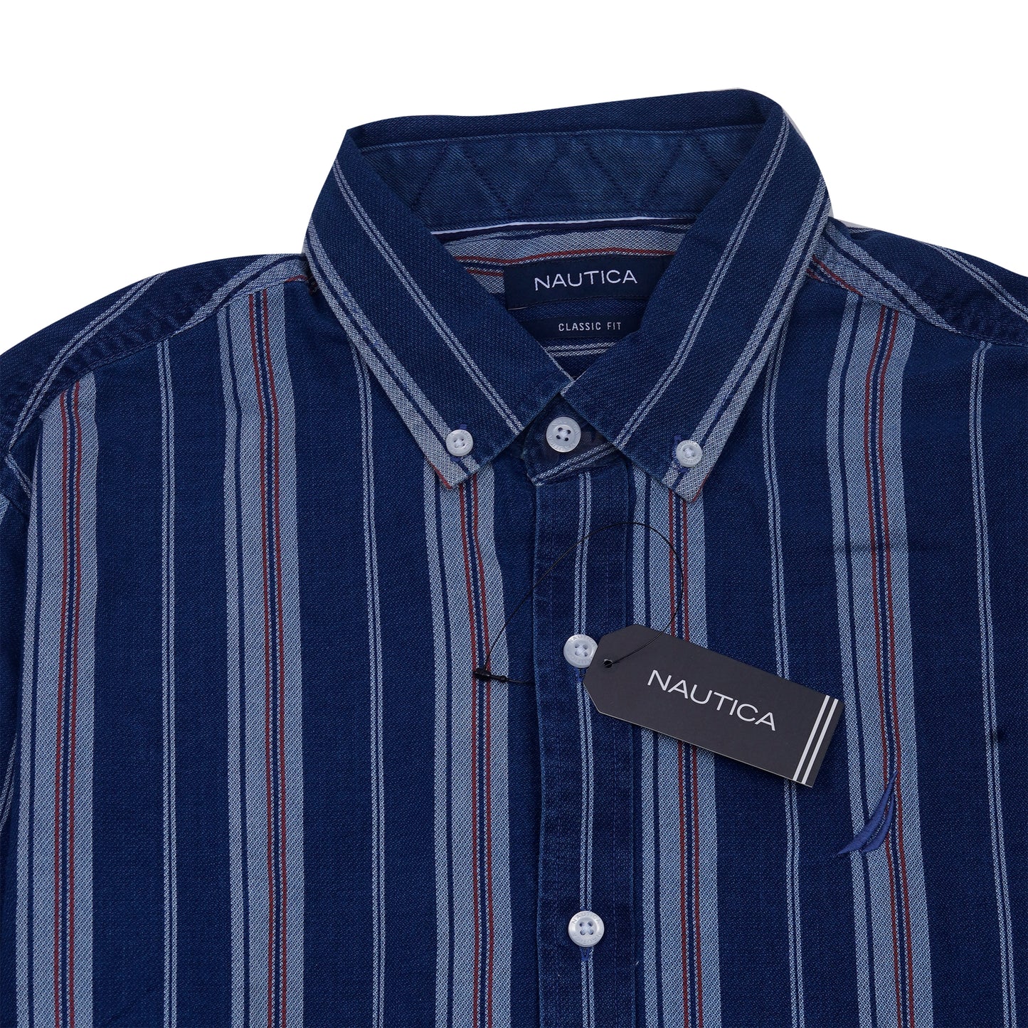 NAUTICA Enchanted Azure Classic Fit Striped Button-Up Shirt