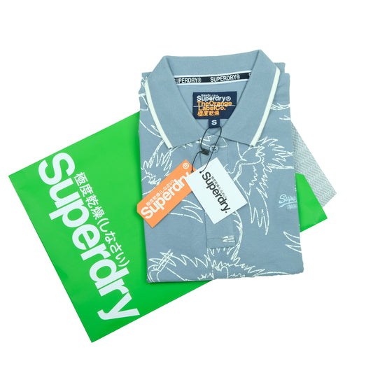 Superdry Sky Blue Crane Print Polo Shirt