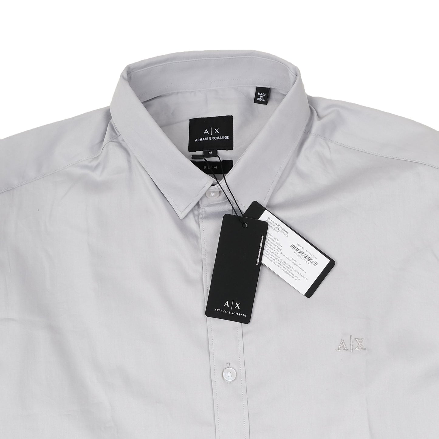 A|X Armani Exchange Light Grey Classic Long Sleeve Cotton Shirt