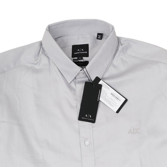 A|X Armani Exchange Light Grey Classic Long Sleeve Cotton Shirt