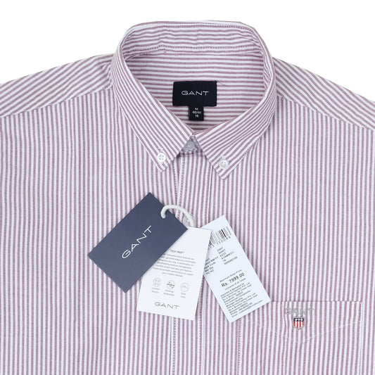 GANT Purple White Bengal Stripe Oxford Long Sleeve Shirt