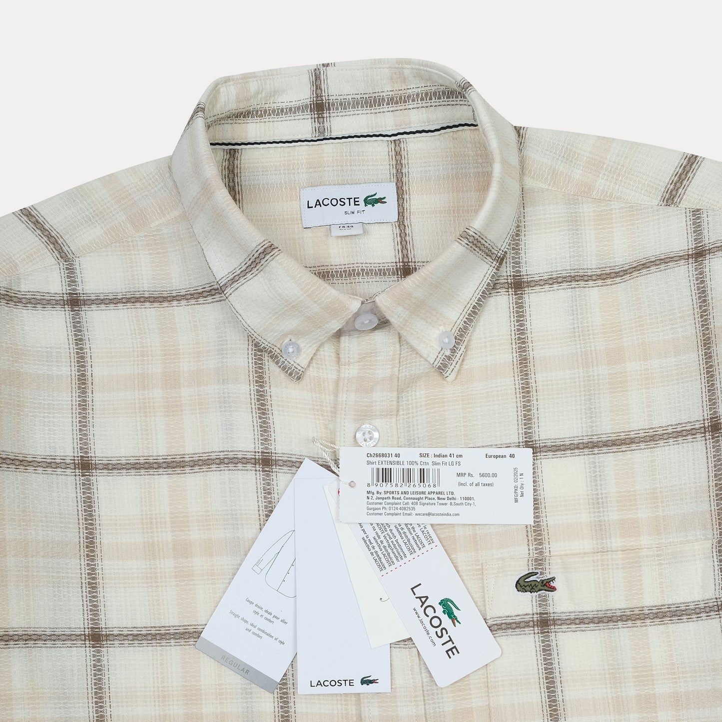 Lacoste Classic Fit Plaid Button-Up Shirt