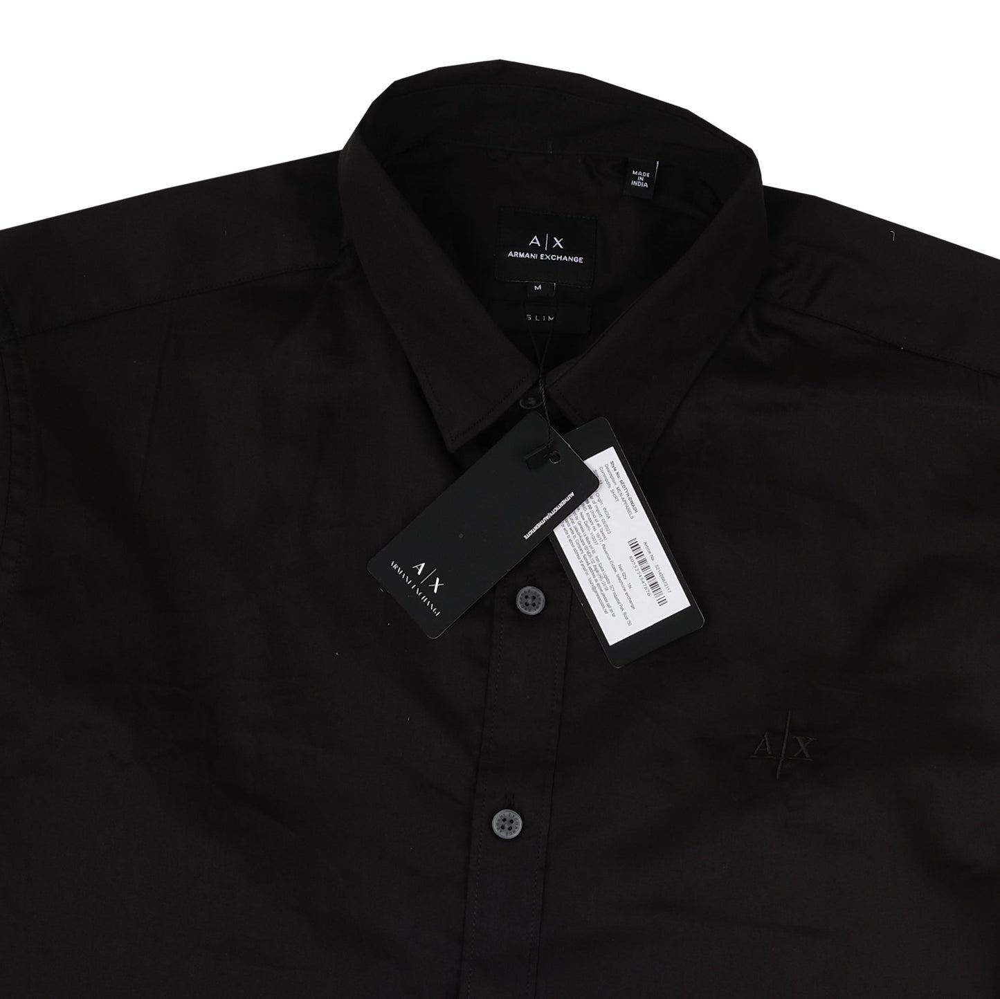 ARMANI EXCHANGE Black Classic Logo Long Sleeve Cotton Shirt