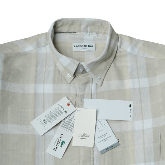 LACOSTE Sandstone Check Classic Fit Long Sleeve Button-Up Shirt