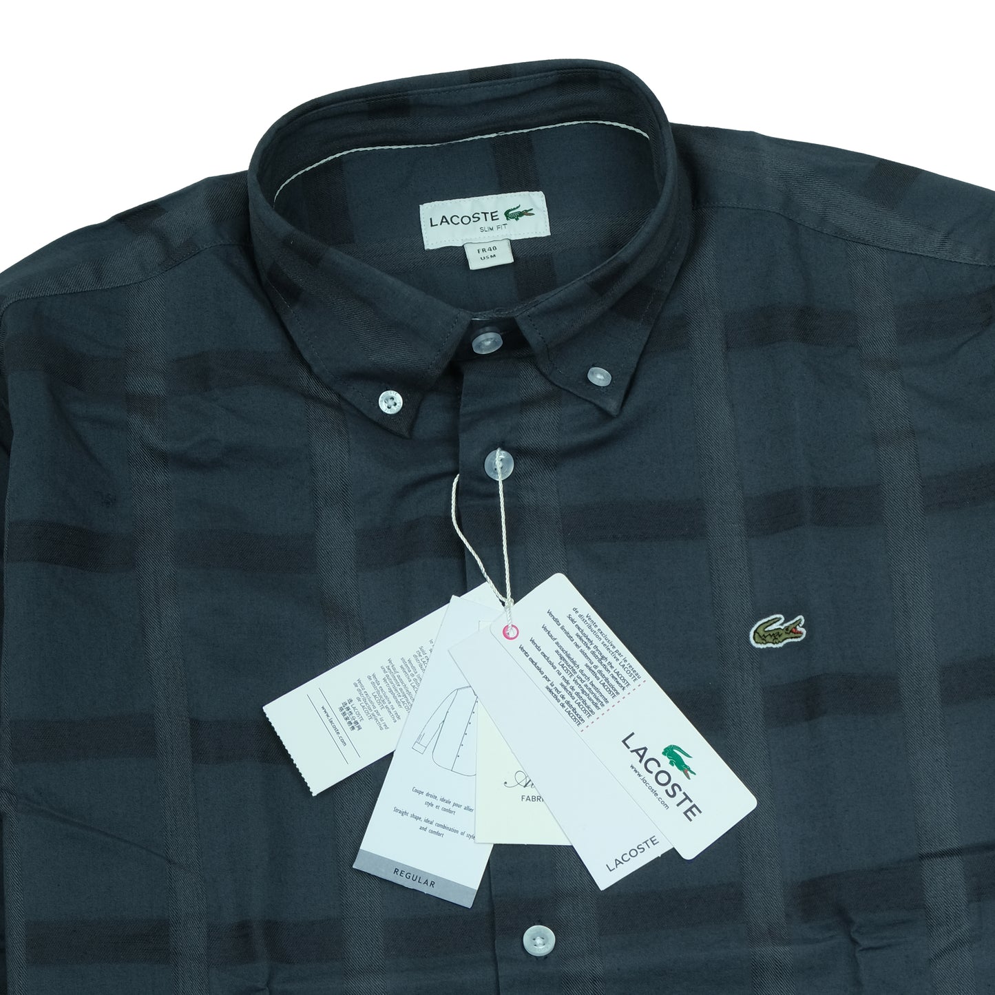 LACOSTE Dark Blue Classic Fit Button-Up Shirt