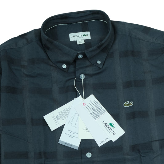 LACOSTE Dark Blue Classic Fit Button-Up Shirt