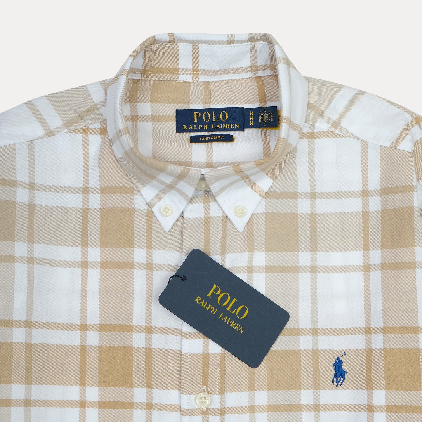 POLO RALPH LAUREN Sandstone Cream Tailored Fit Long Sleeve Plaid Shirt