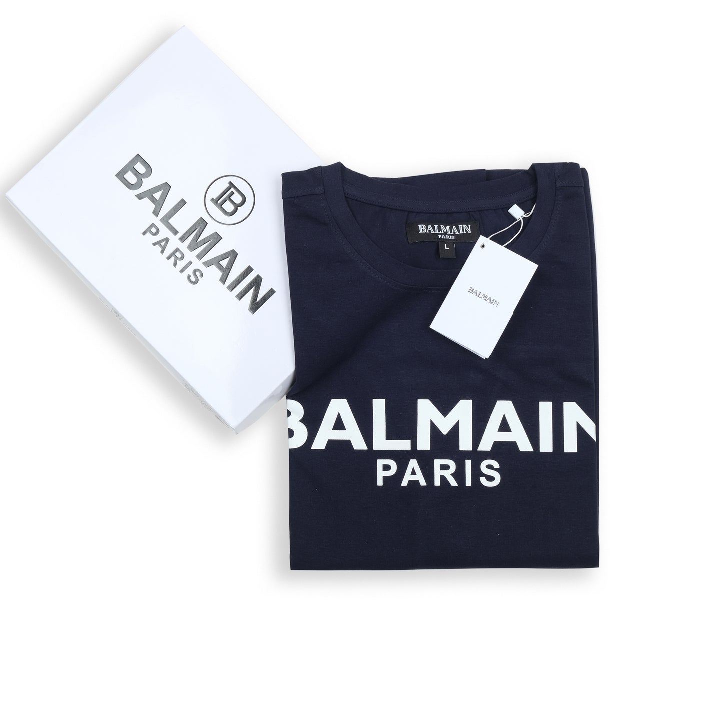 BALMAIN Paris Classic Navy Logo T-Shirt