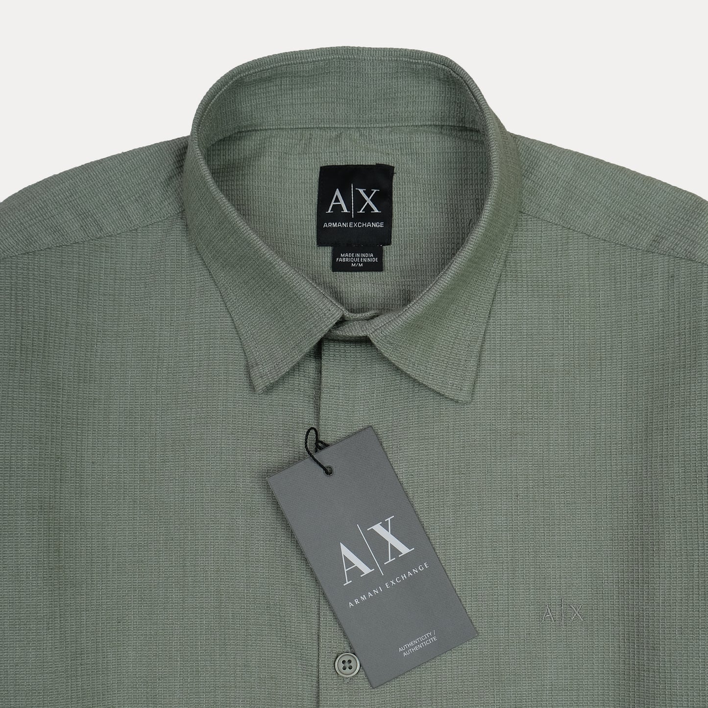 ARMANI EXCHANGE Enchanted Moss Slim Fit Long Sleeve Textured Shirt