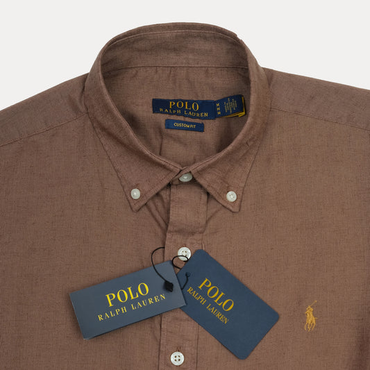 POLO RALPH LAUREN Rustic Ember Tailored Fit Long Sleeve Linen Button-Up Shirt