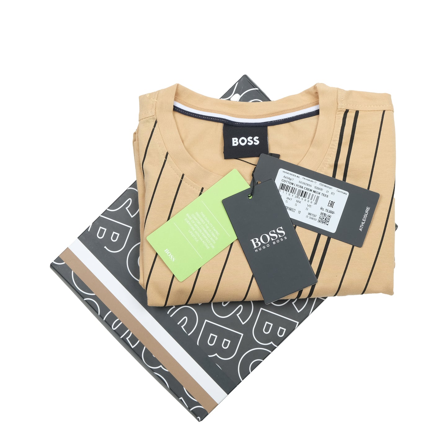 BOSS Sand Beige Graphic Line Short Sleeve T-Shirt