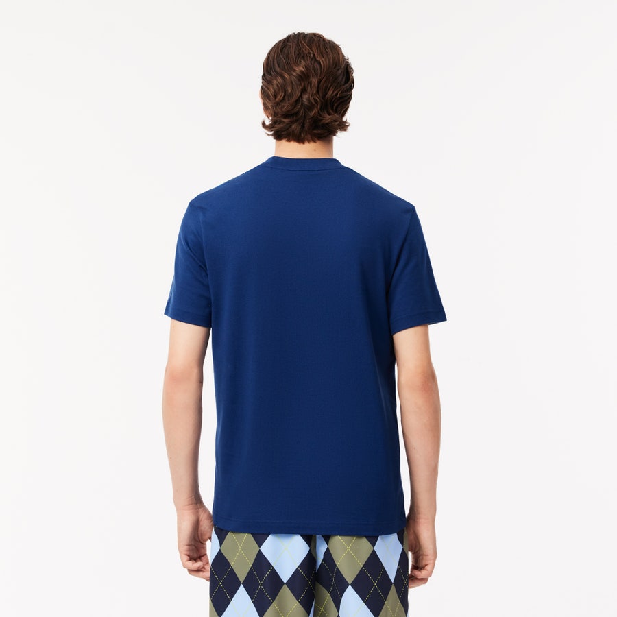 LACOSTE Navy Blue Graphic Crocodile Logo T-Shirt