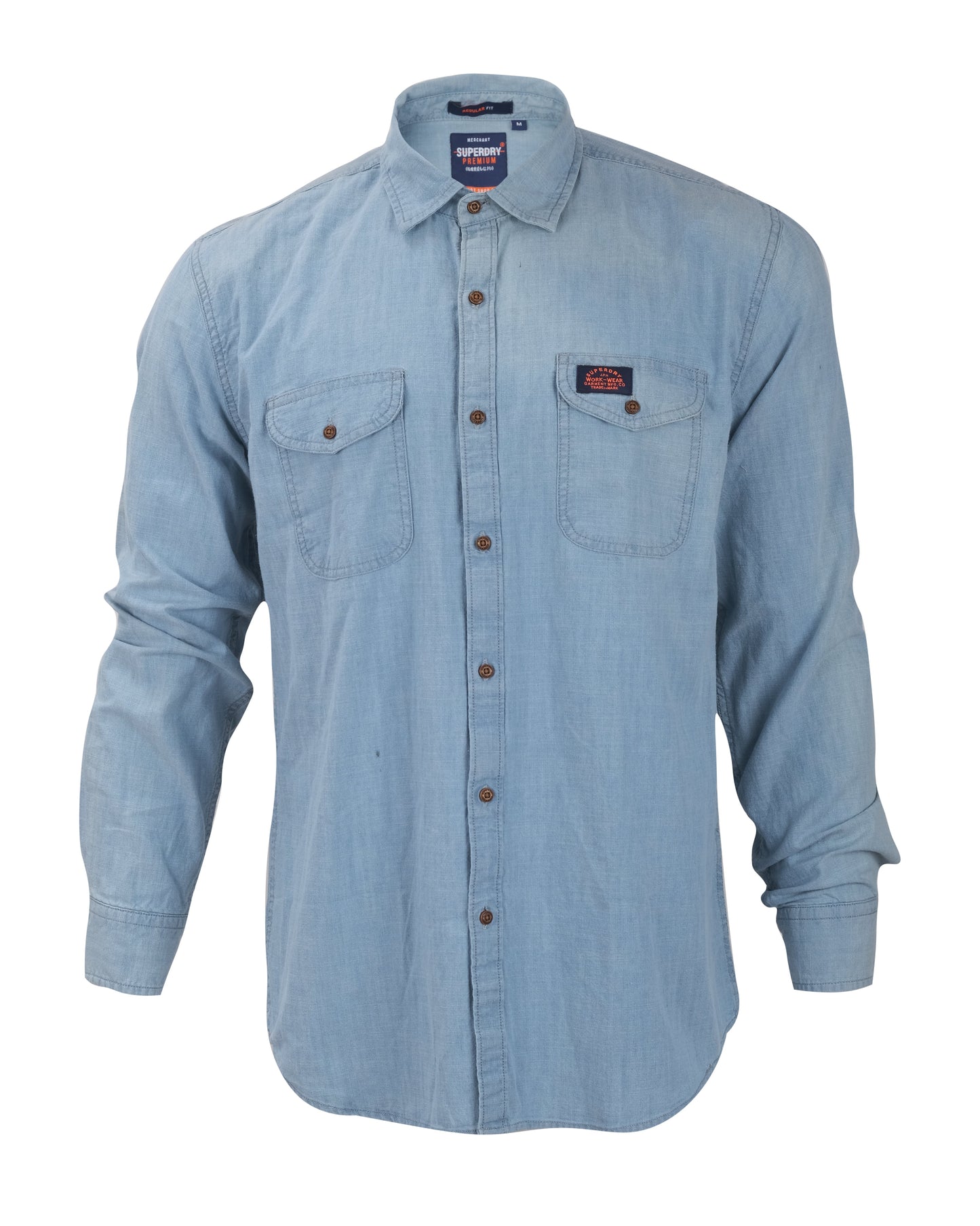 SUPERDRY Pale Blue Heritage Western Chambray Long Sleeve Shirt