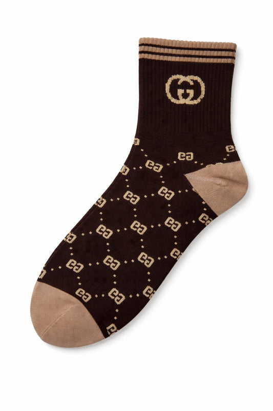 GUCCI Rustic Chestnut Signature Logo Ankle Socks