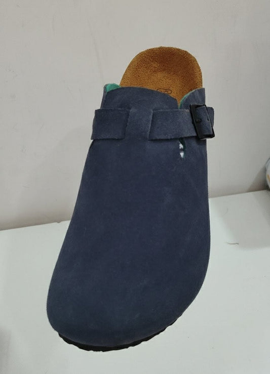 BIRKENSTOCK Classic Suede Clogs in Navy Blue
