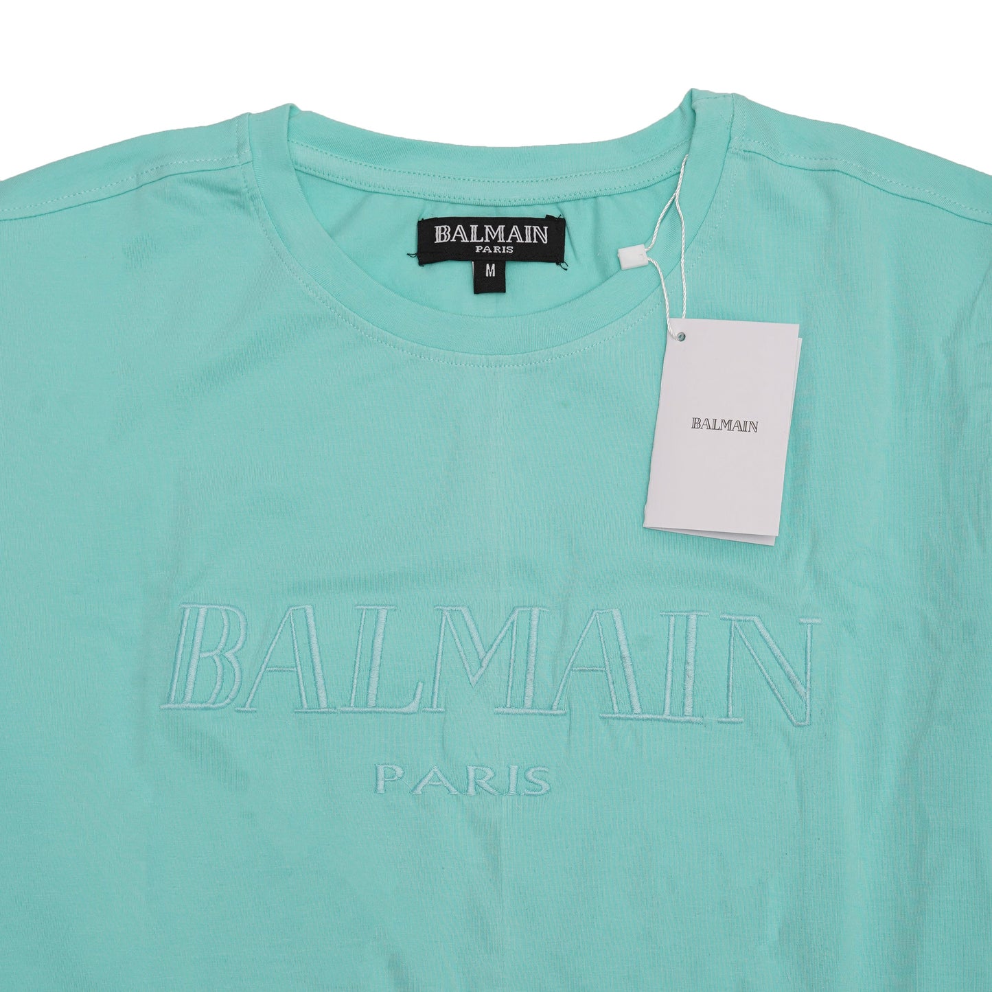 BALMAIN Mint Green Embroidered Logo Classic T-Shirt