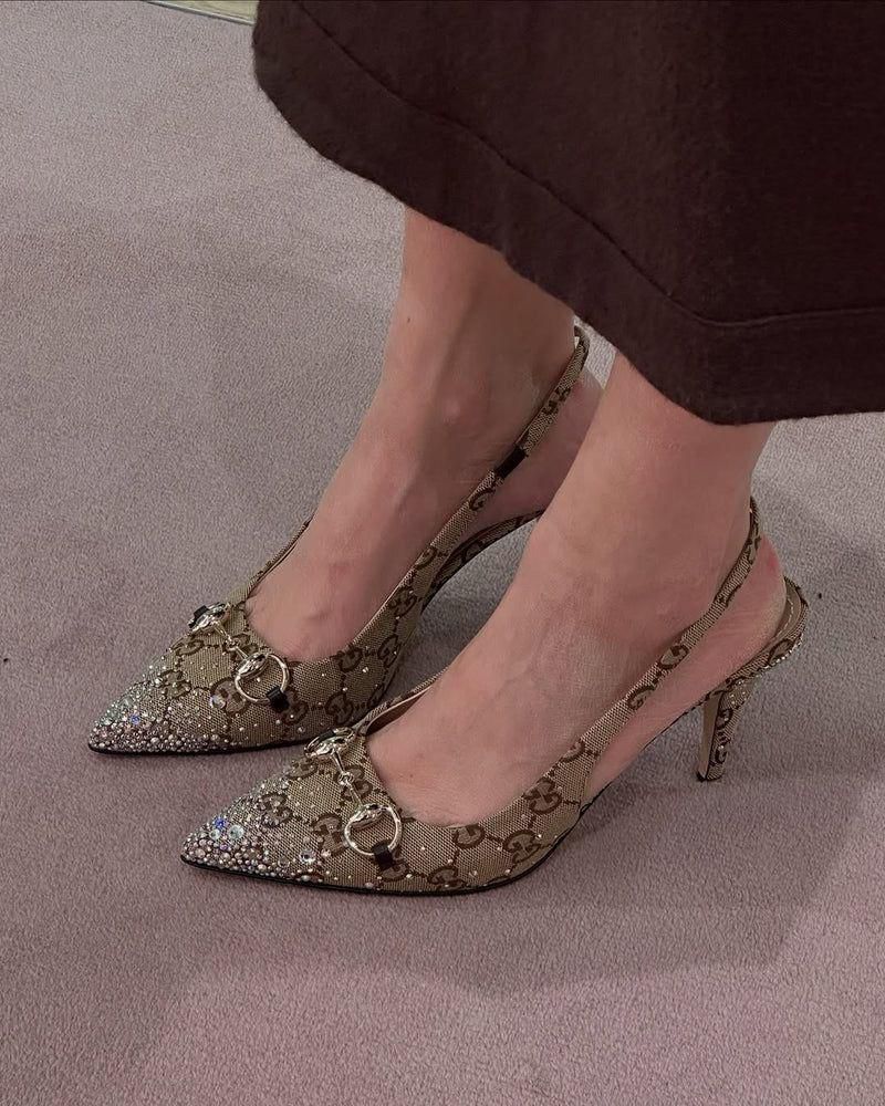 GUCCI Luminous Amber Elegant Fit Slingback Heels