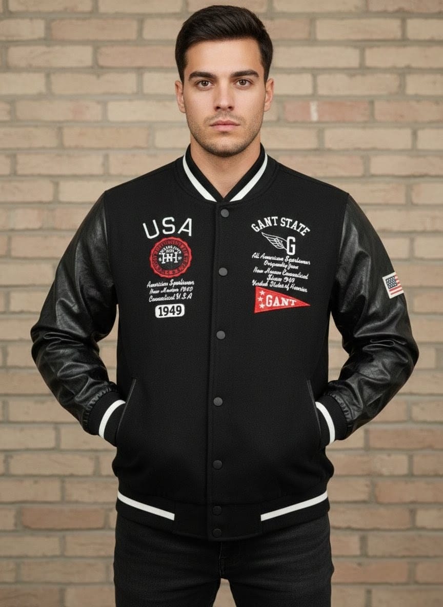 GANT Ultra Premium USA Varsity Jacket with Leather Sleeves