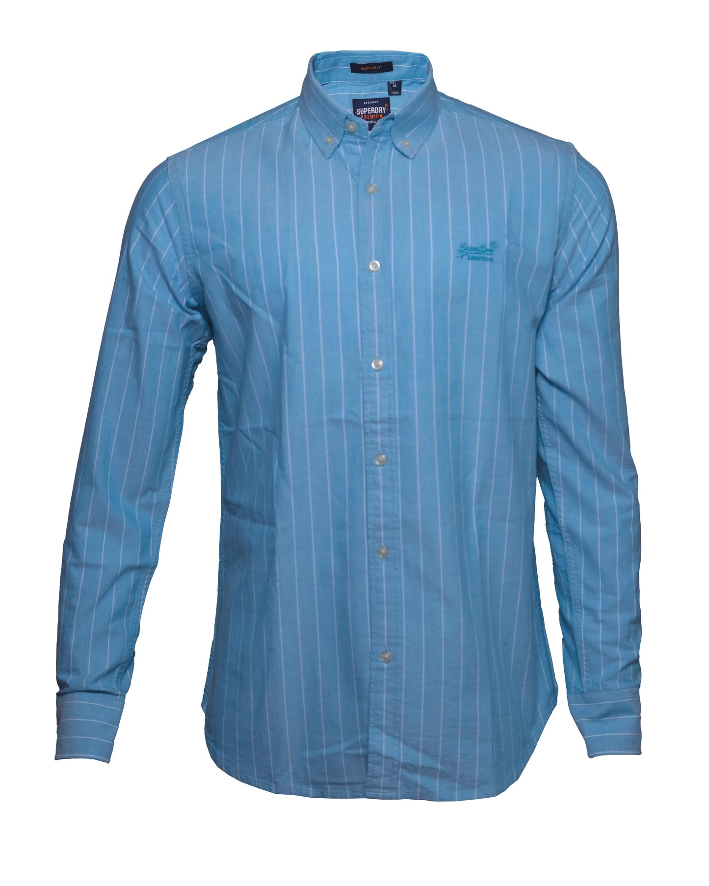 SUPERDRY Sky Blue Classic Pinstripe Oxford Long Sleeve Shirt